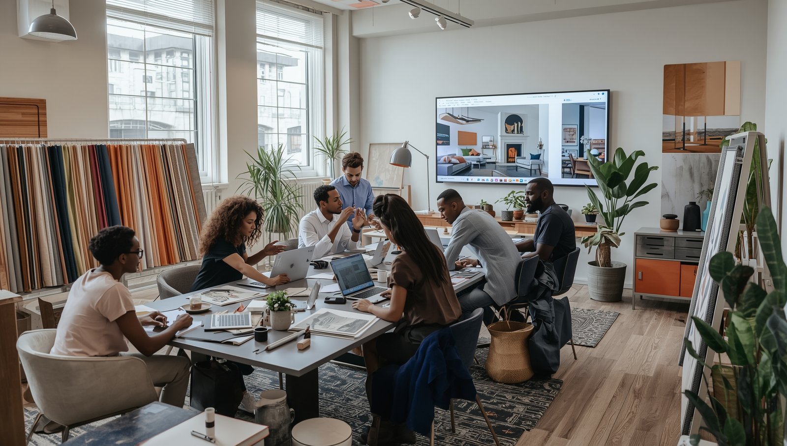 Lucid_Origin_A_team_of_professional_interior_designers_in_a_sp_3